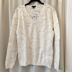 NWT Ann Taylor Factory ivory lace v-neck sweater, size small